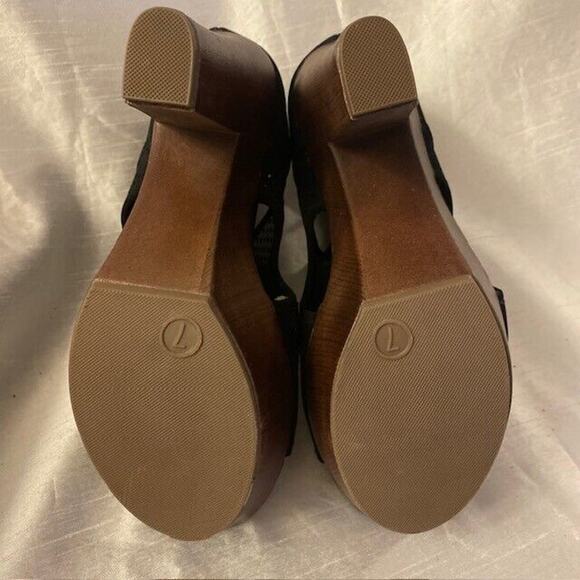 Report Platform Heels Ankle High Shoes Black Womens 7 Open Toe Faux Suede - Picture 7 of 8